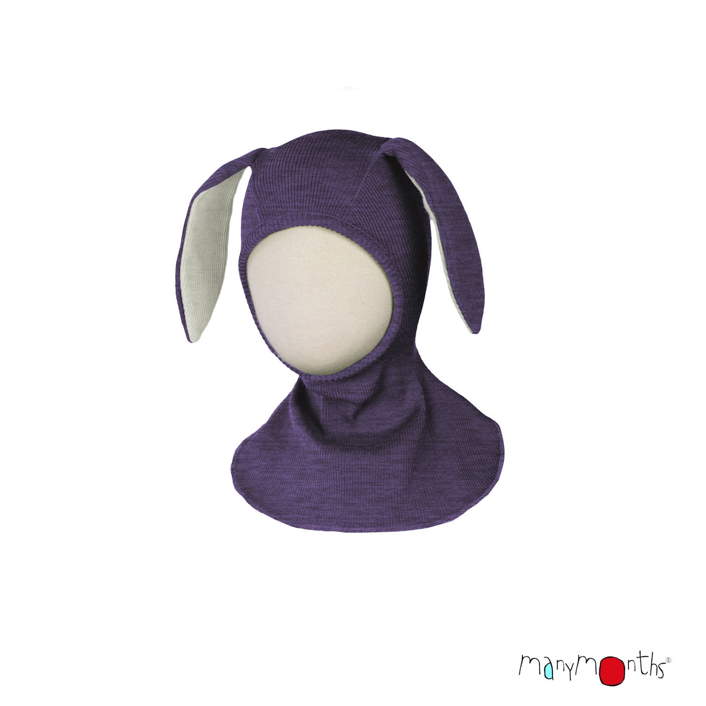 ManyMonths Elephant Hood with Bunny Ears UNiQUE - Dusty Grape (100% wool)