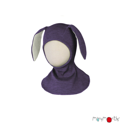 ManyMonths Elephant Hood with Bunny Ears UNiQUE - Dusty Grape (100% wool)