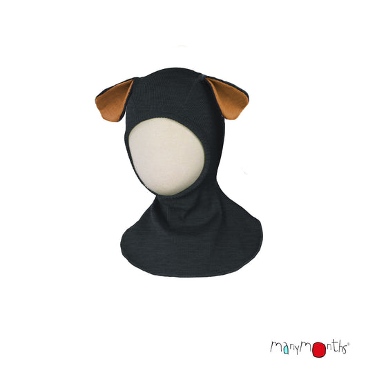 ManyMonths Elephant Hood with Puppy Ears UNiQUE - Foggy Black (100% wool)