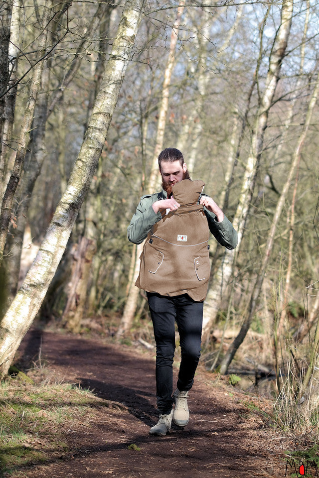 MaM 4-Season Deluxe FleX Babywearing Cover - Heather Coffee/Black