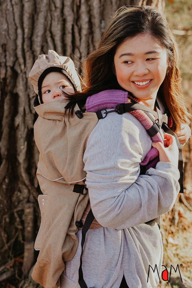 MaM 4-Season Deluxe FleX Babywearing Cover - Heather Coffee/Black