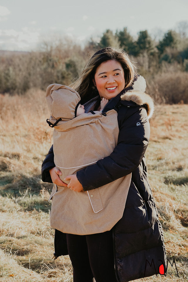 MaM 4-Season Deluxe FleX Babywearing Cover - Heather Coffee/Black
