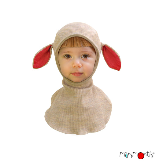 ManyMonths Elephant Hood with Lambie Ears UNiQUE - Driftwood Taupe (100% wool)