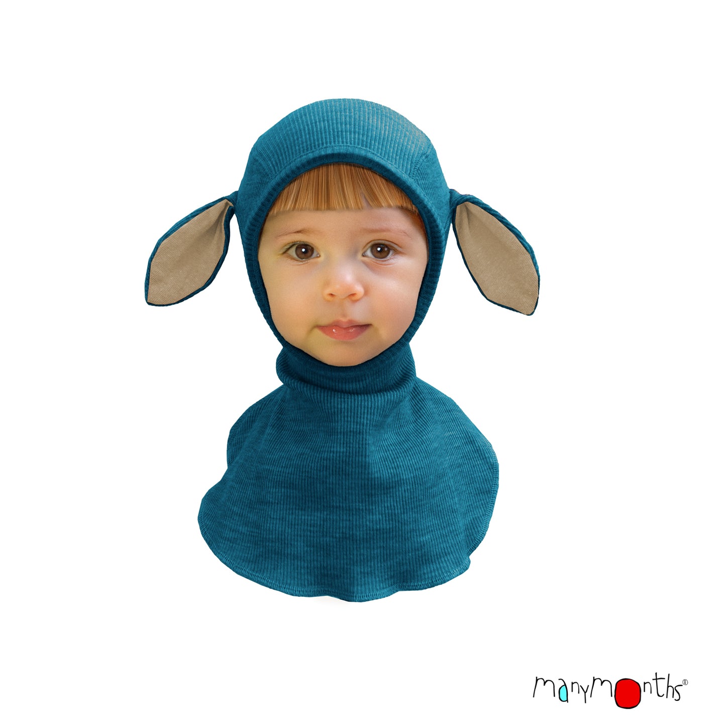 ManyMonths Elephant Hood with Lambie Ears UNiQUE - Seabreeze Teal (100% wool)