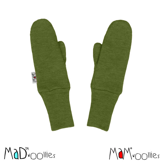 MaM/MaD Long Cuff Mittens - Garden Moss Green (100% wool)