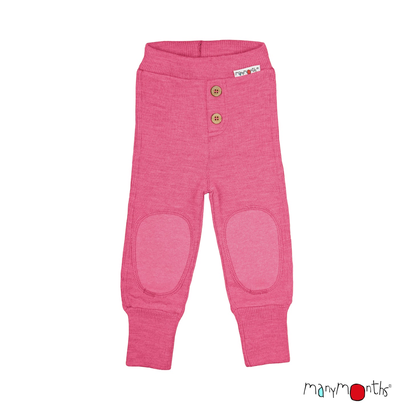 ManyMonths Baby Joggers with Knee Patches - Pop Pink (100% wool)