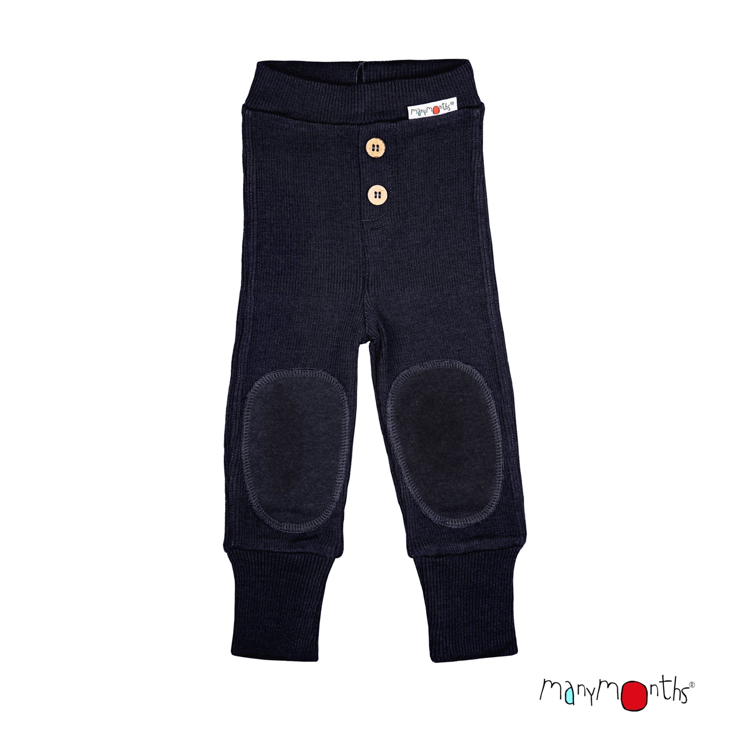 ManyMonths Baby Joggers with Knee Patches - Foggy Black (100% wool)