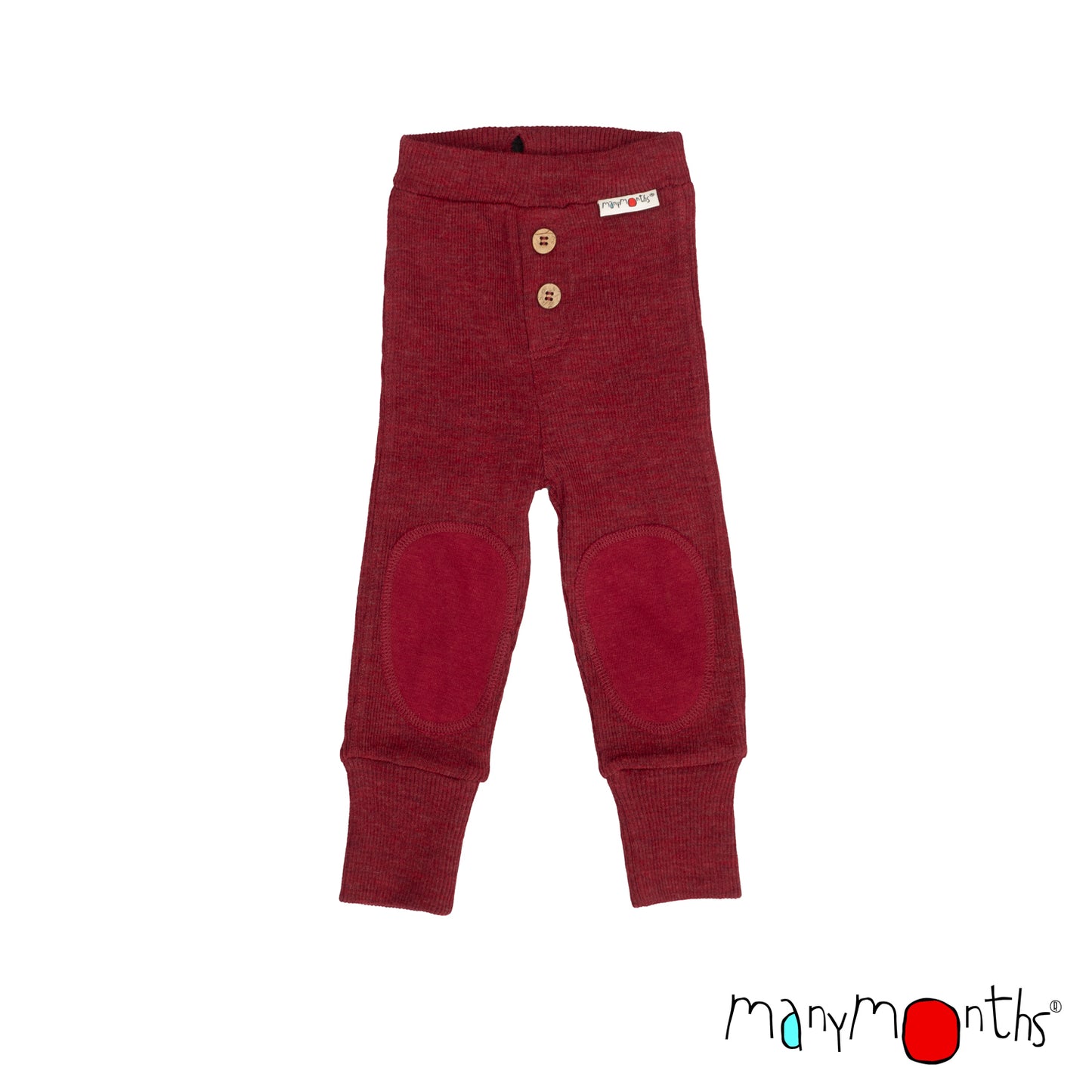 ManyMonths Baby Joggers with Knee Patches - Wild Pomegranate (100% wool)