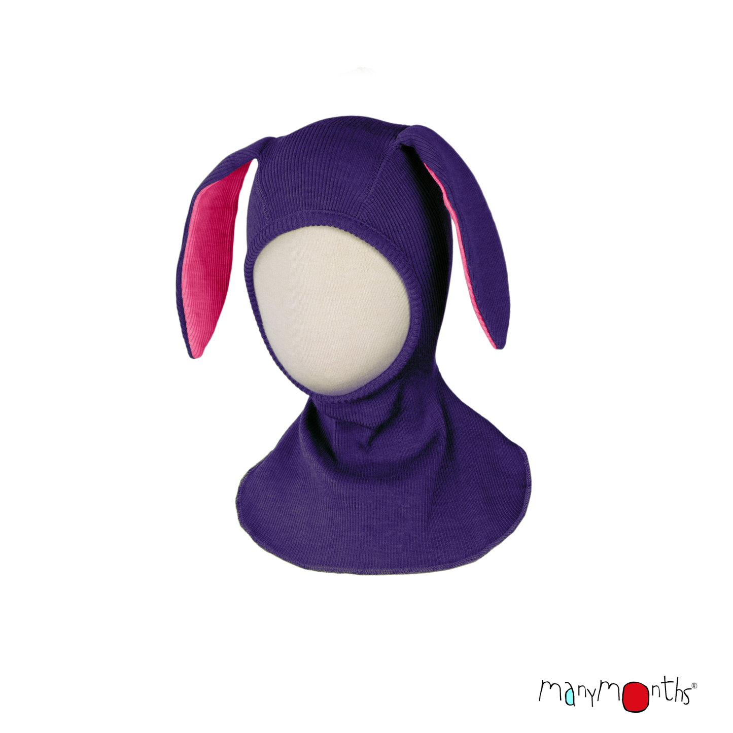 ManyMonths Elephant Hood with Bunny Ears UNiQUE - Acai Berry (100% wool)