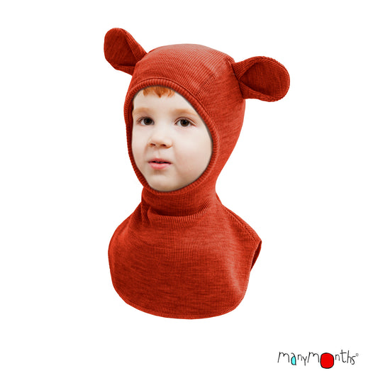 ManyMonths Elephant Hood with Teddy Ears UNiQUE - Rich Amber (100% wool)
