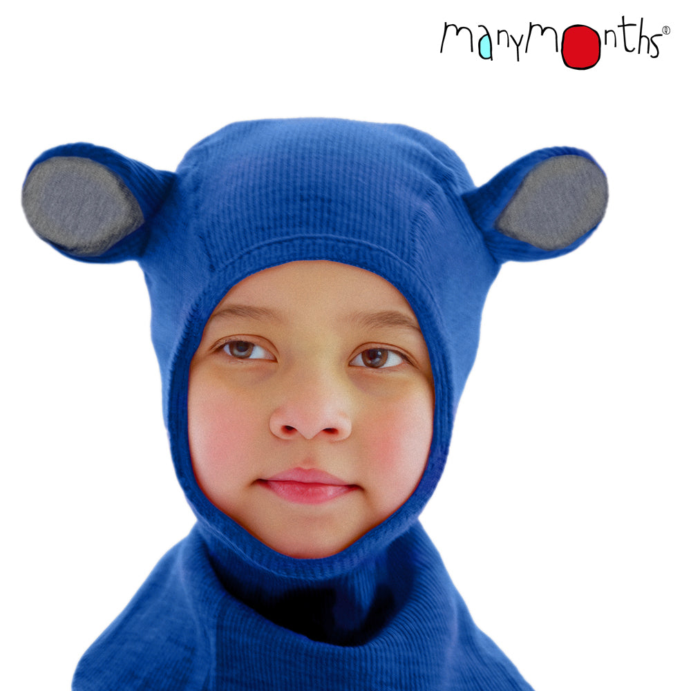 ManyMonths Elephant Hood with Teddy Ears UNiQUE - Classic Blue (100% wool)