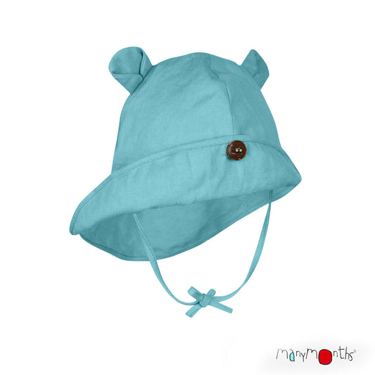 Adjustable Summer Hat with Ears UNiQUE (hemp&cotton) - Angel Turquoise