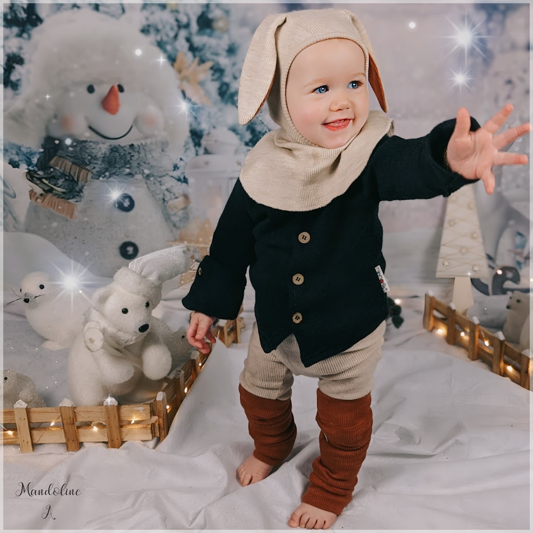 ManyMonths Elephant Hood with Bunny Ears UNiQUE - Acai Berry (100% wool)