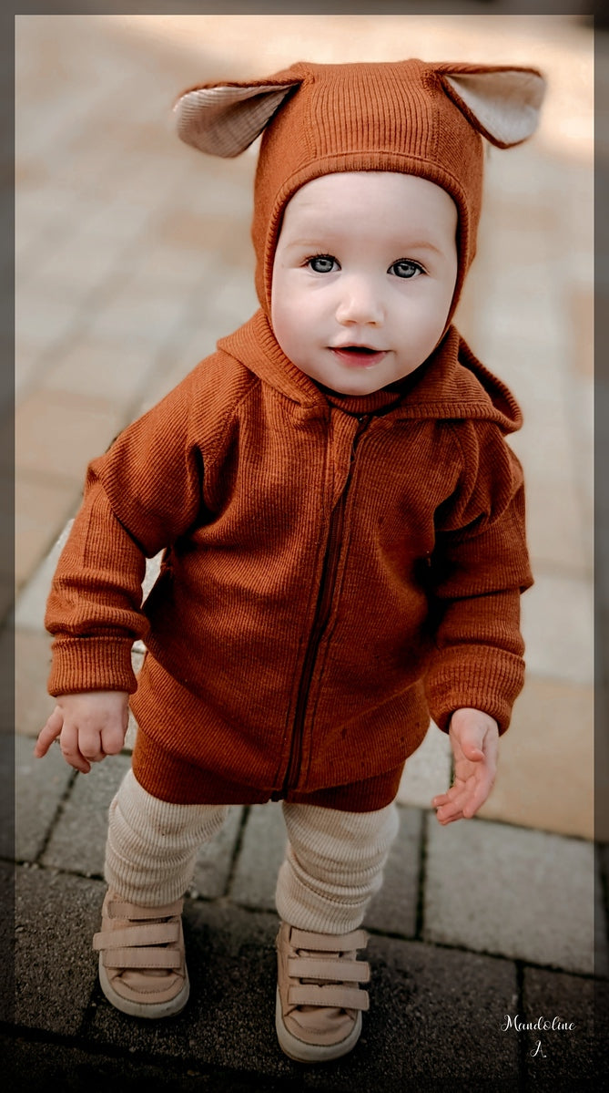 ManyMonths Elephant Hood with Puppy Ears UNiQUE - Toasted Coconut (100% wool)