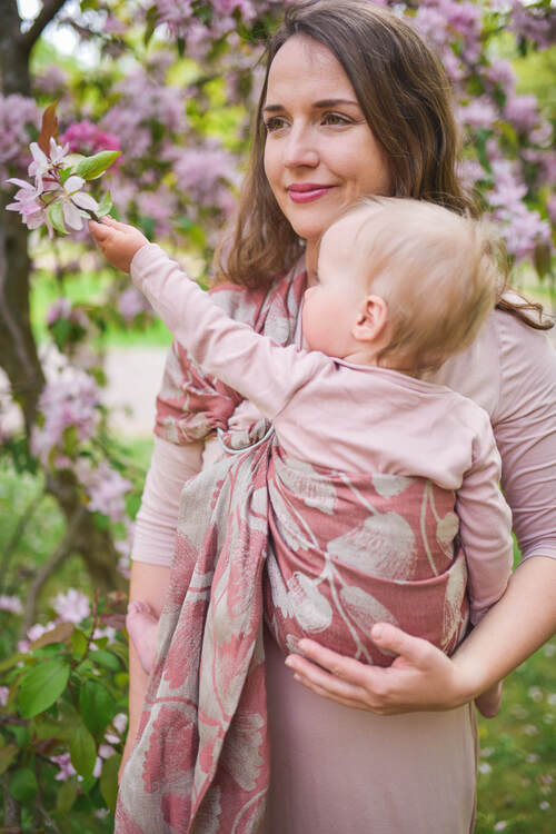LennyLamb Ring Sling - Viridiflora Coral Pink 100% linen