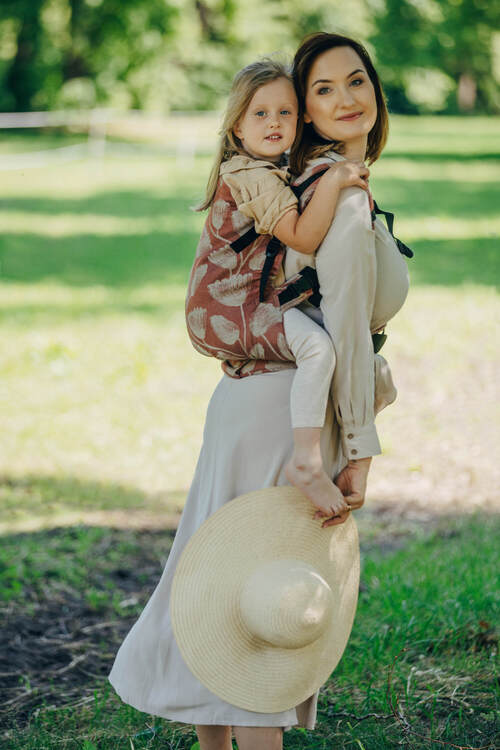 LennyLamb Preschool Carrier - Viridiflora Coral Pink 100% linen