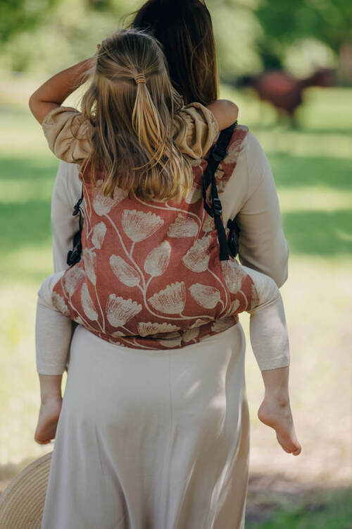 LennyLamb Preschool Carrier - Viridiflora Coral Pink 100% linen