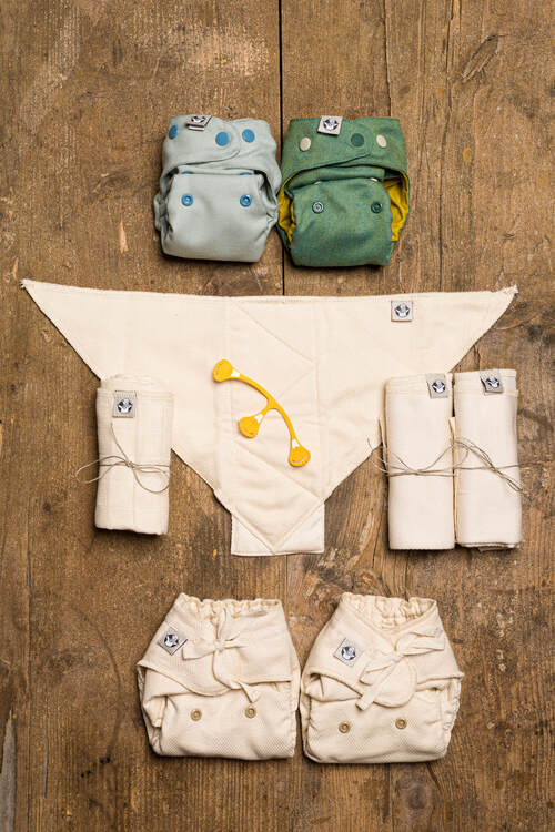 LennyLamb Cloth Diaper Starter Set - Newborn Size - Green Pea & Fresh Mint