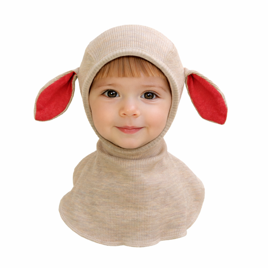 ManyMonths Kids Merino Wool Balaclava with Lambie Ears - Driftwood Taupe