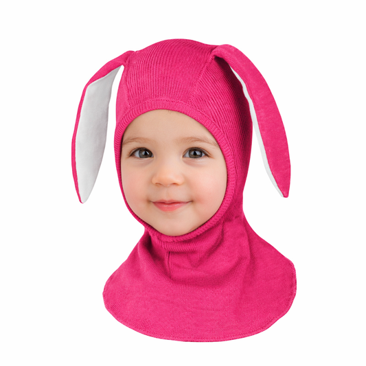 ManyMonths Kids Merino Wool Balaclava with Bunny Ears - Pop Pink
