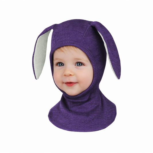 ManyMonths Kids Merino Wool Balaclava with Bunny Ears - Dusty Grape