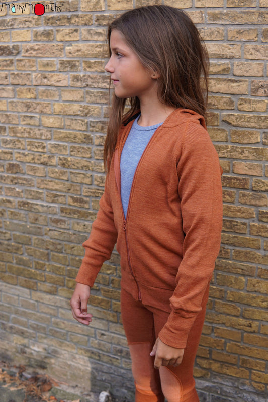 ManyMonths Hooded Zip Cardigan with Side Pockets - Seabreeze Teal (100% wool)