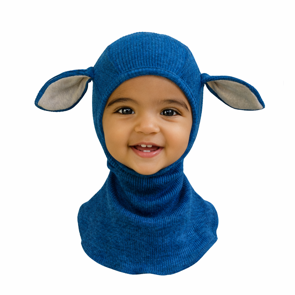 ManyMonths Kids Merino Wool Balaclava with Lambie Ears - Twilight Blue