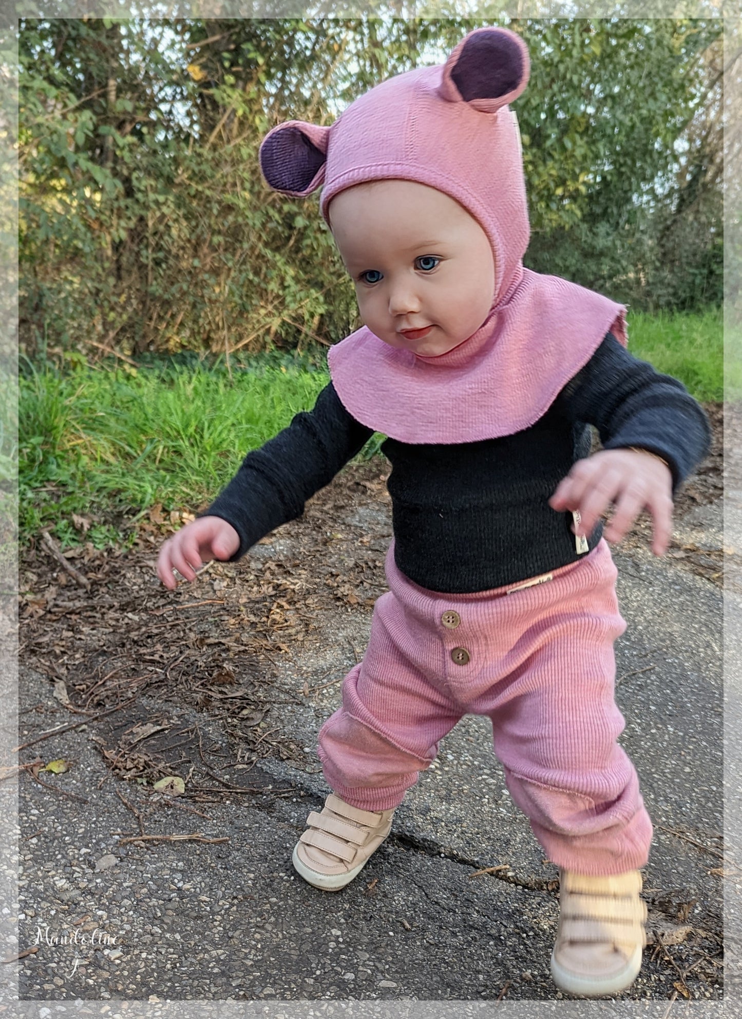 ManyMonths Baby Joggers with Knee Patches - Twilight Blue (100% wool)