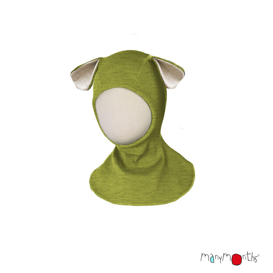 Elephant Hood with Puppy Ears UNiQUE - Pea Purée (wool)