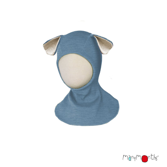 Elephant Hood with Puppy Ears UNiQUE - Blue Mist (wool)