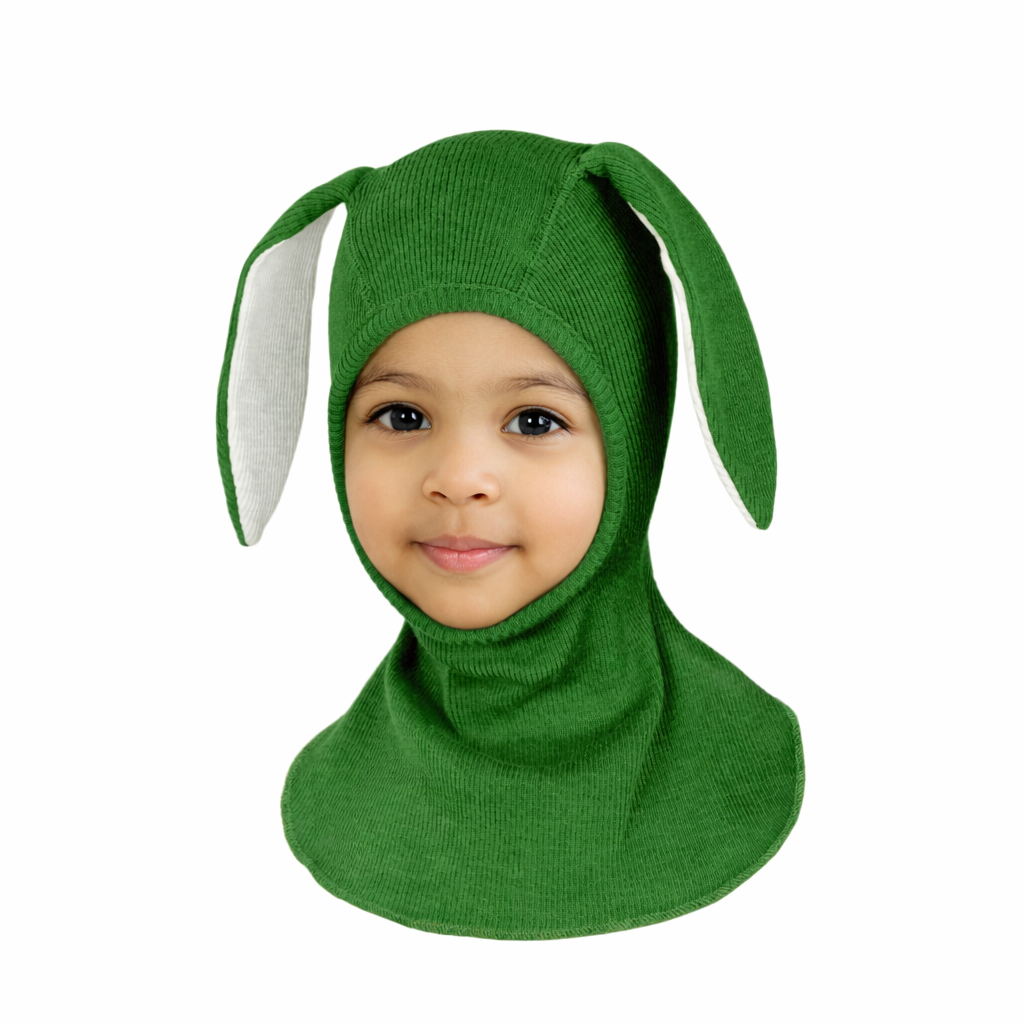 ManyMonths Kids Merino Wool Balaclava with Bunny Ears - Forest Floor Green