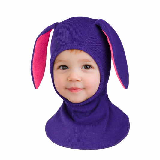 ManyMonths Kids Merino Wool Balaclava with Bunny Ears - Acai Berry