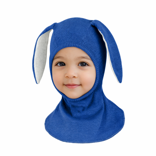 ManyMonths Kids Merino Wool Balaclava with Bunny Ears - Classic Blue