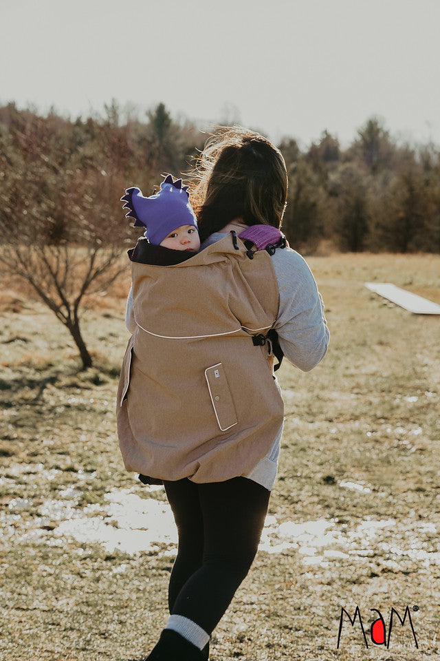 MaM 4-Season Deluxe FleX Babywearing Cover - Heather Coffee/Black