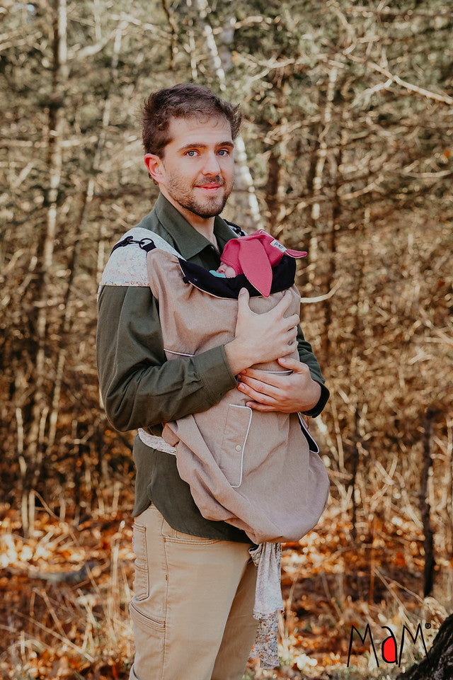 MaM 4-Season Deluxe FleX Babywearing Cover - Heather Coffee/Black