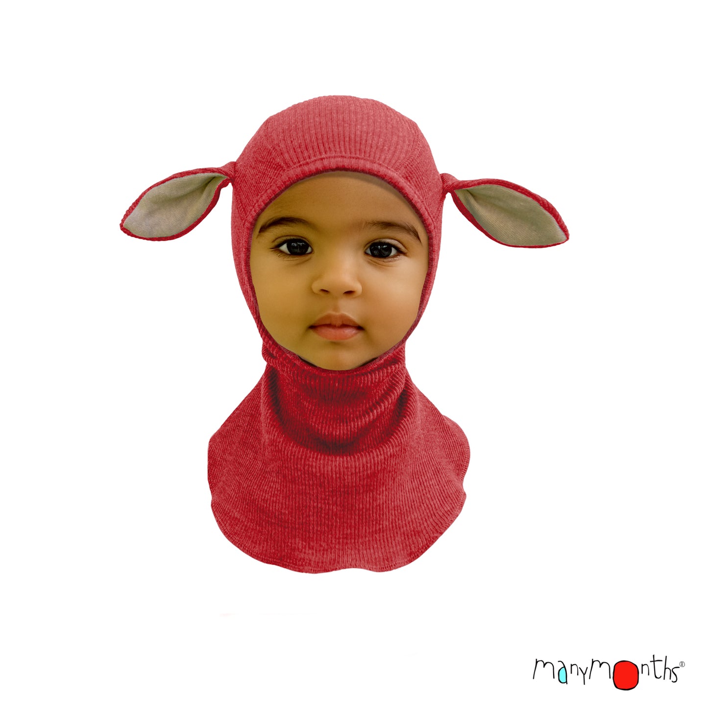ManyMonths Elephant Hood with Lambie Ears UNiQUE - Red Canion (100% wool)