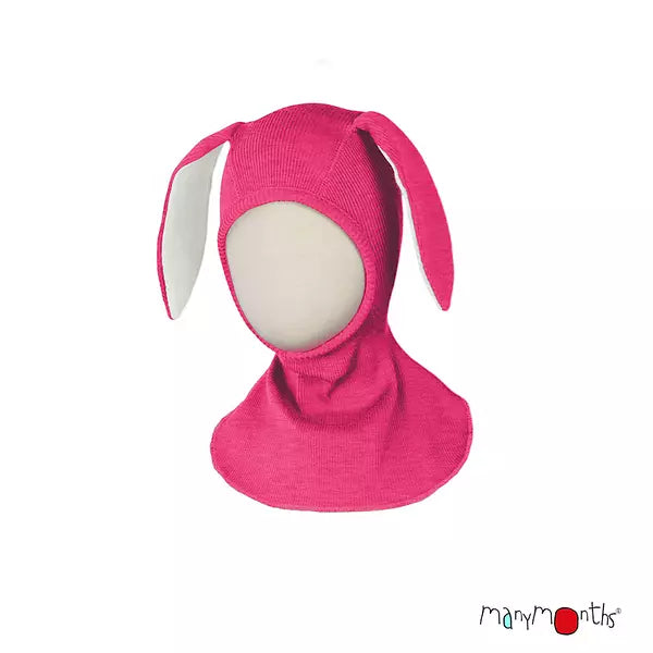ManyMonths Elephant Hood with Bunny Ears UNiQUE - Pop Pink (100% wool)