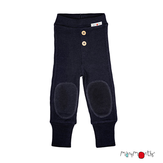 ManyMonths Baby Joggers with Knee Patches - Foggy Black (100% wool)