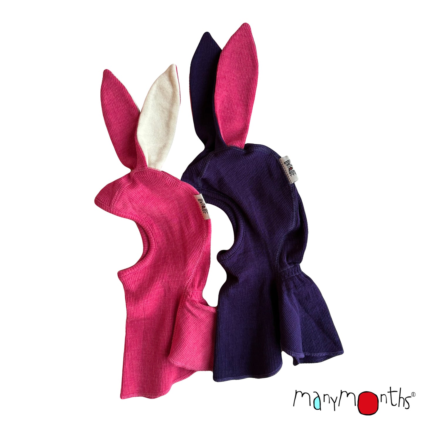ManyMonths Elephant Hood with Bunny Ears UNiQUE - Acai Berry (100% wool)