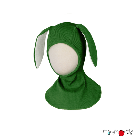 ManyMonths Elephant Hood with Bunny Ears UNiQUE - Forest Floor Green (100% wool)