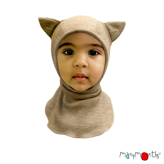 ManyMonths Elephant Hood with Kitty Ears UNiQUE - Driftwood Taupe (100% wool)