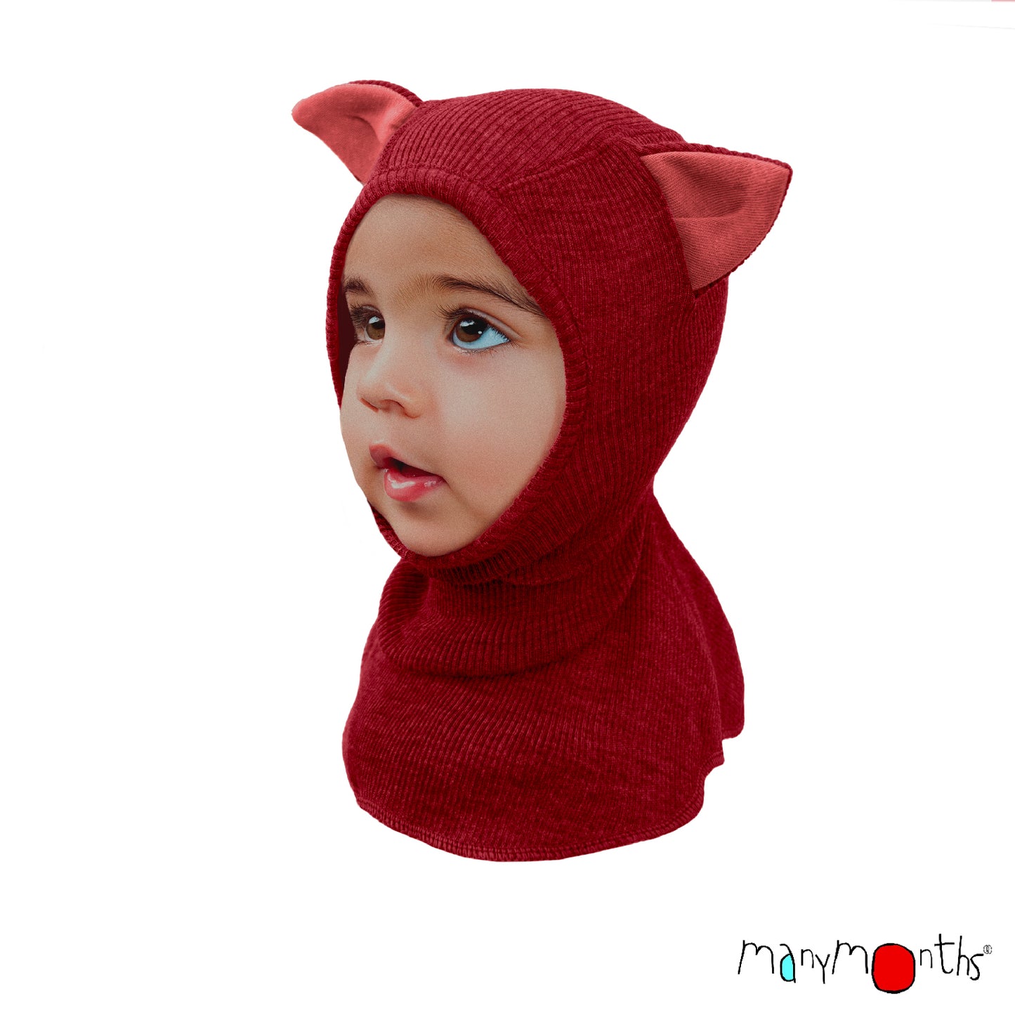 ManyMonths Elephant Hood with Kitty Ears UNiQUE - Wild Pomegranate (100% wool)