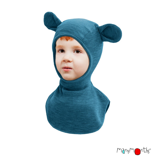 ManyMonths Elephant Hood with Teddy Ears UNiQUE - Seabreeze Teal (100% wool)