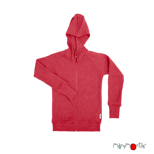 ManyMonths Hooded Zip Cardigan with Side Pockets - Red Canyon (100% wool)