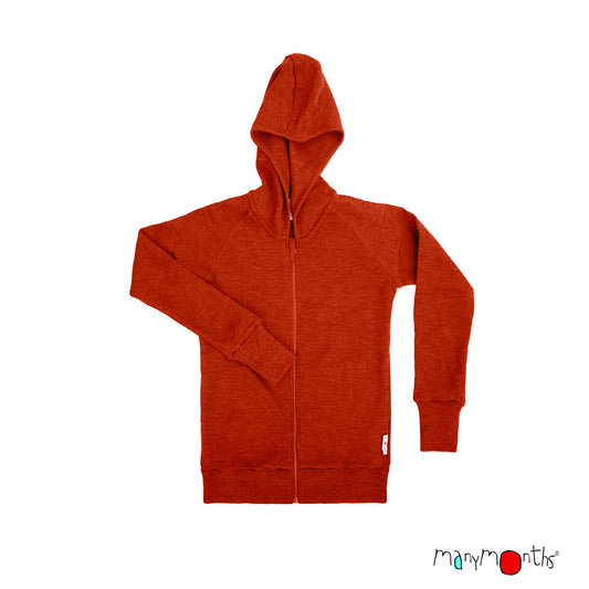 ManyMonths Hooded Zip Cardigan with Side Pockets - Rich Amber (100% wool)