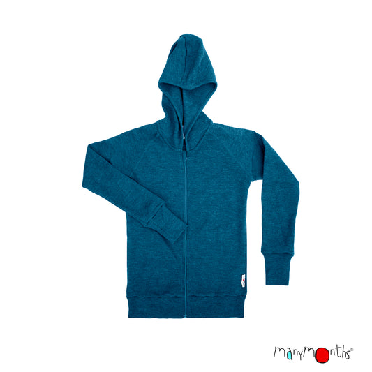 ManyMonths Hooded Zip Cardigan with Side Pockets - Seabreeze Teal (100% wool)