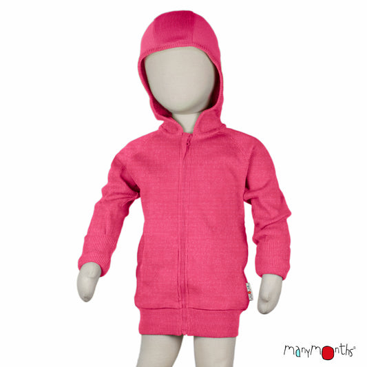 ManyMonths Hooded Zip Cardigan with Side Pockets - Pop Pink (100% wool)