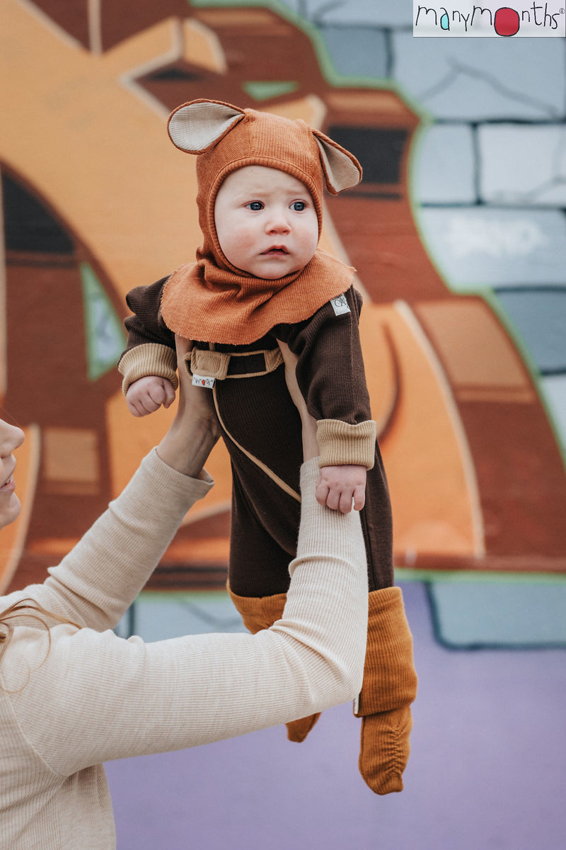 ManyMonths Elephant Hood with Puppy Ears UNiQUE - Toasted Coconut (100% wool)