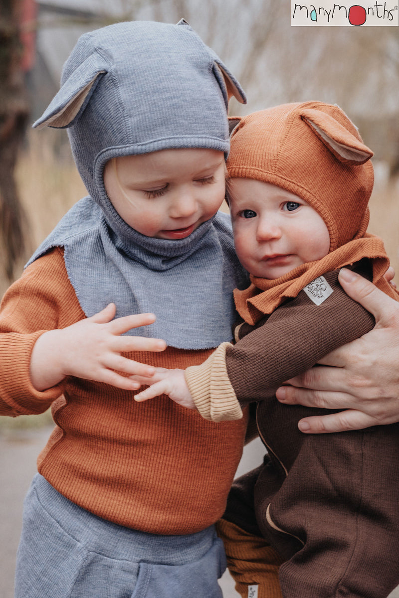 ManyMonths Elephant Hood with Puppy Ears UNiQUE - Toasted Coconut (100% wool)
