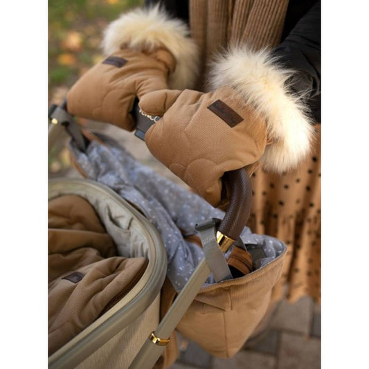 Kinder Hop Stroller Mittens - Caramel Teddy